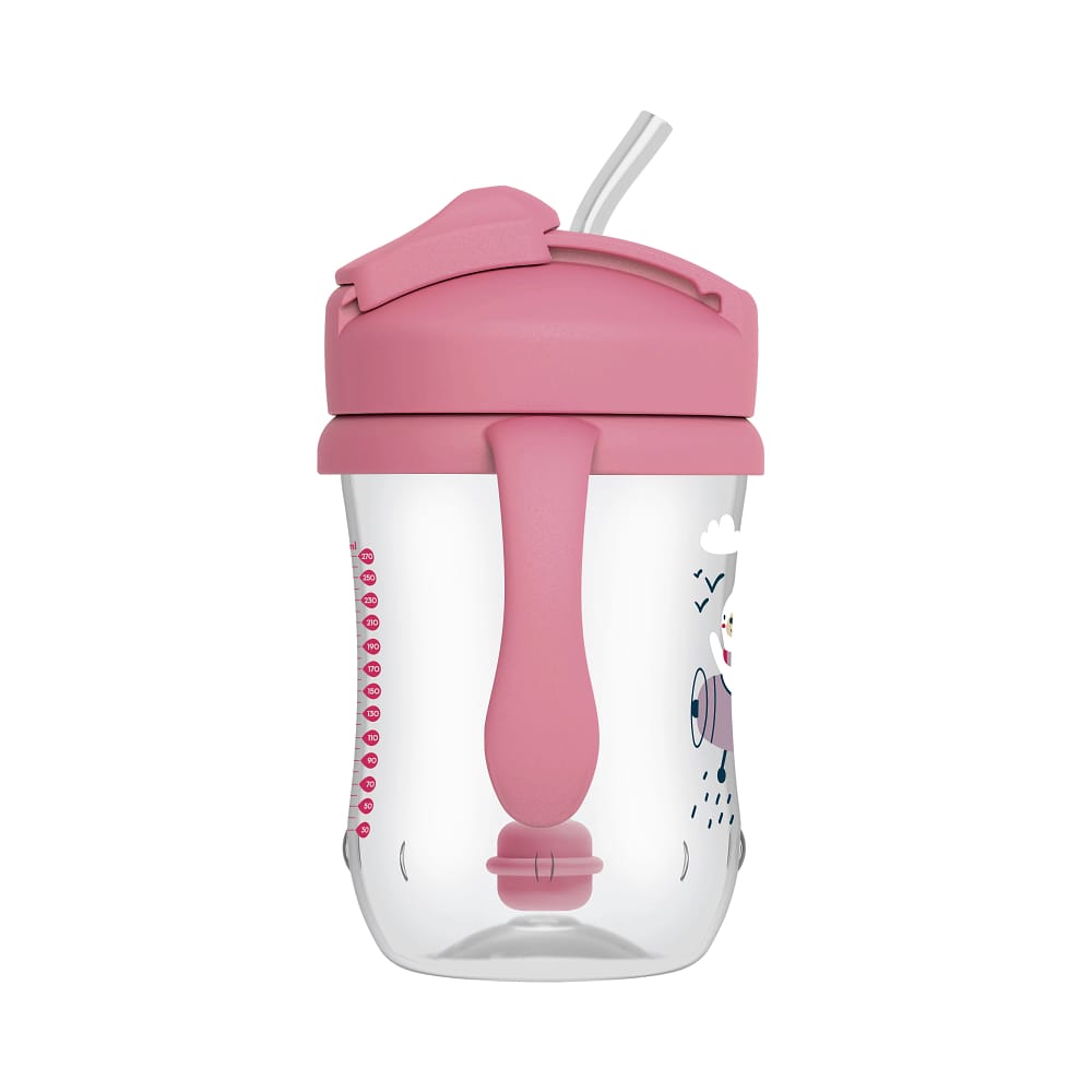 Dr. Brown's Baby's eerste rietjes beker roze zijaanzicht