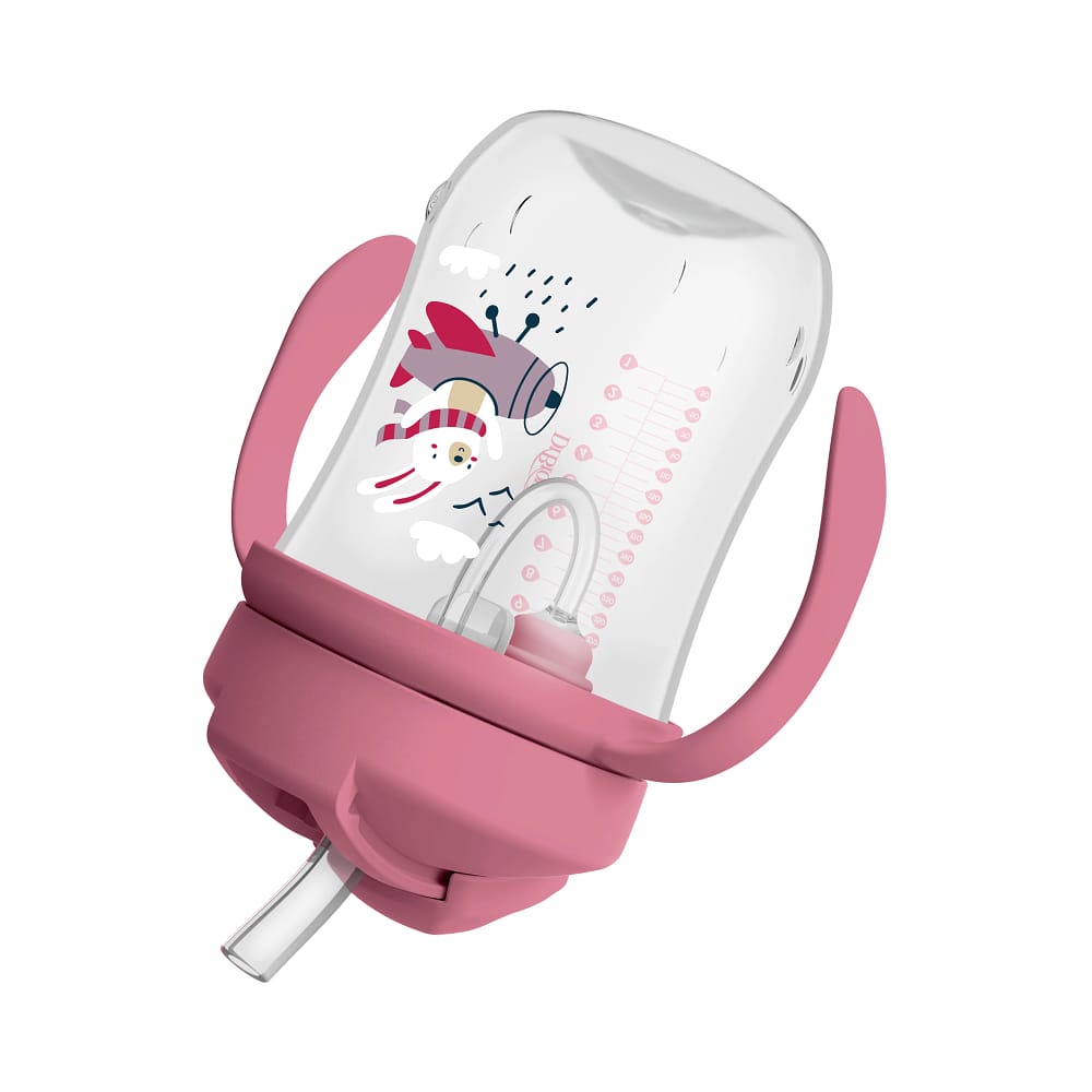 Dr. Brown's Baby's eerste rietjes beker roze ondersteboven