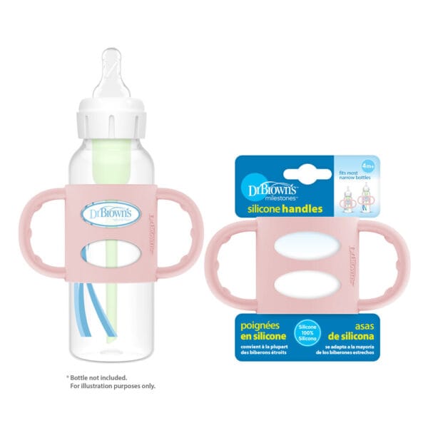 Dr. Brown's Siliconen handles standaardfles roze - Afbeelding 3