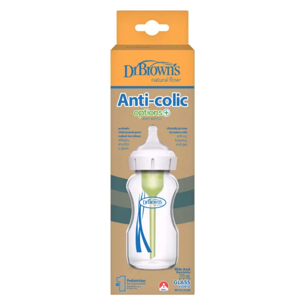 Dr. Brown's Options+ Anti-colic Bottle | Brede halsfles 270 ml glas - Afbeelding 5