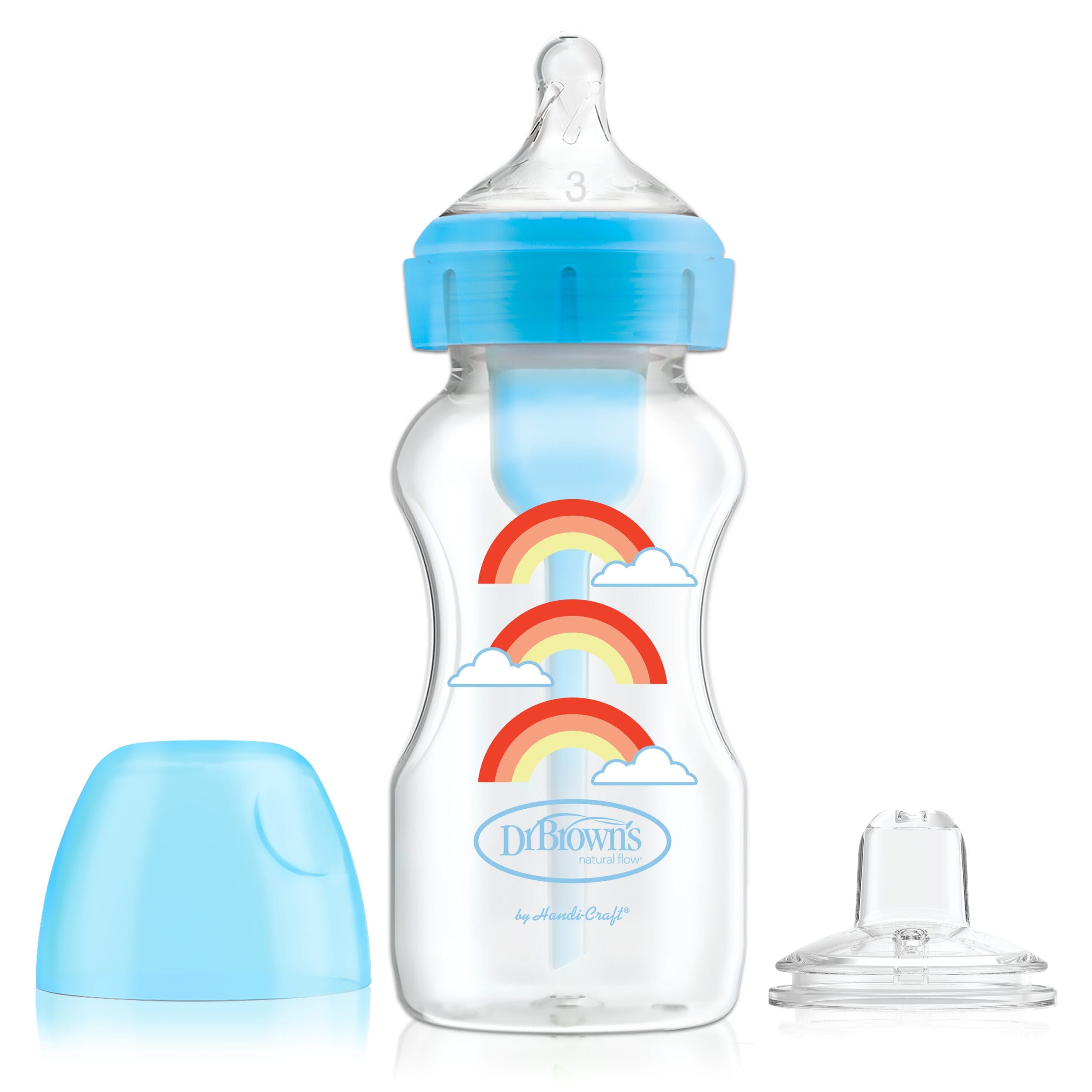 Misverstand stortbui Kietelen Dr. Brown's Options+ Bottle to Sippy Starter kit | Brede halsfles blauw 270  ml • Dr. Brown's