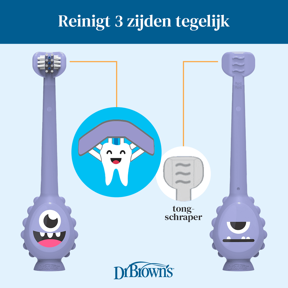 dr. brown’s baby’s eerste tandenborstel monster graphic