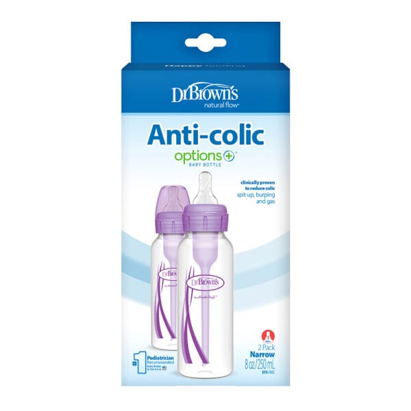 Dr. Brown's Options+ Anti-colic Bottle 2-pack |  Standaard halsfles paars 250 ml - Afbeelding 3