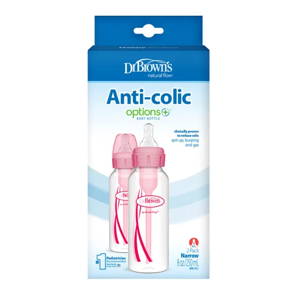 Dr. Brown's Options+ Anti-colic Bottle 2-pack | Standaard halsfles roze 250 ml - Afbeelding 3