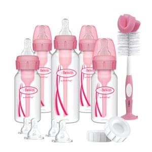 Dr. Brown's Options+ Anti-colic Bottle Giftset | Standaard halsfles roze