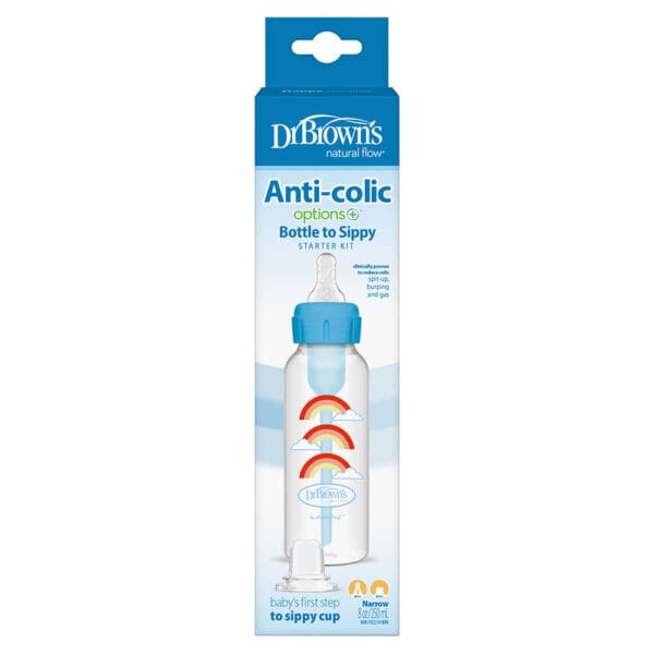 Dr. Brown's Options+ Bottle to Sippy Starter kit | Standaard halsfles blauw 250 ml - Afbeelding 4