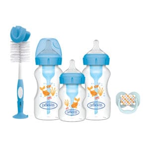 Dr. Brown's giftset met brede halsflessen in het blauw