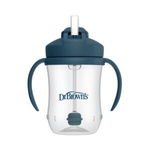 dr. brown's baby's eerste rietjesbeker in de kleur blauw